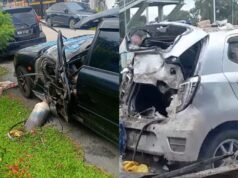 Gas helium meletup, tiga kenderaan, gerai rosak